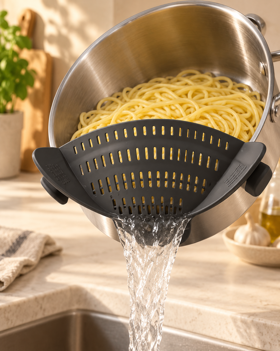 LIVORA Clip-On Pot Strainer - Black