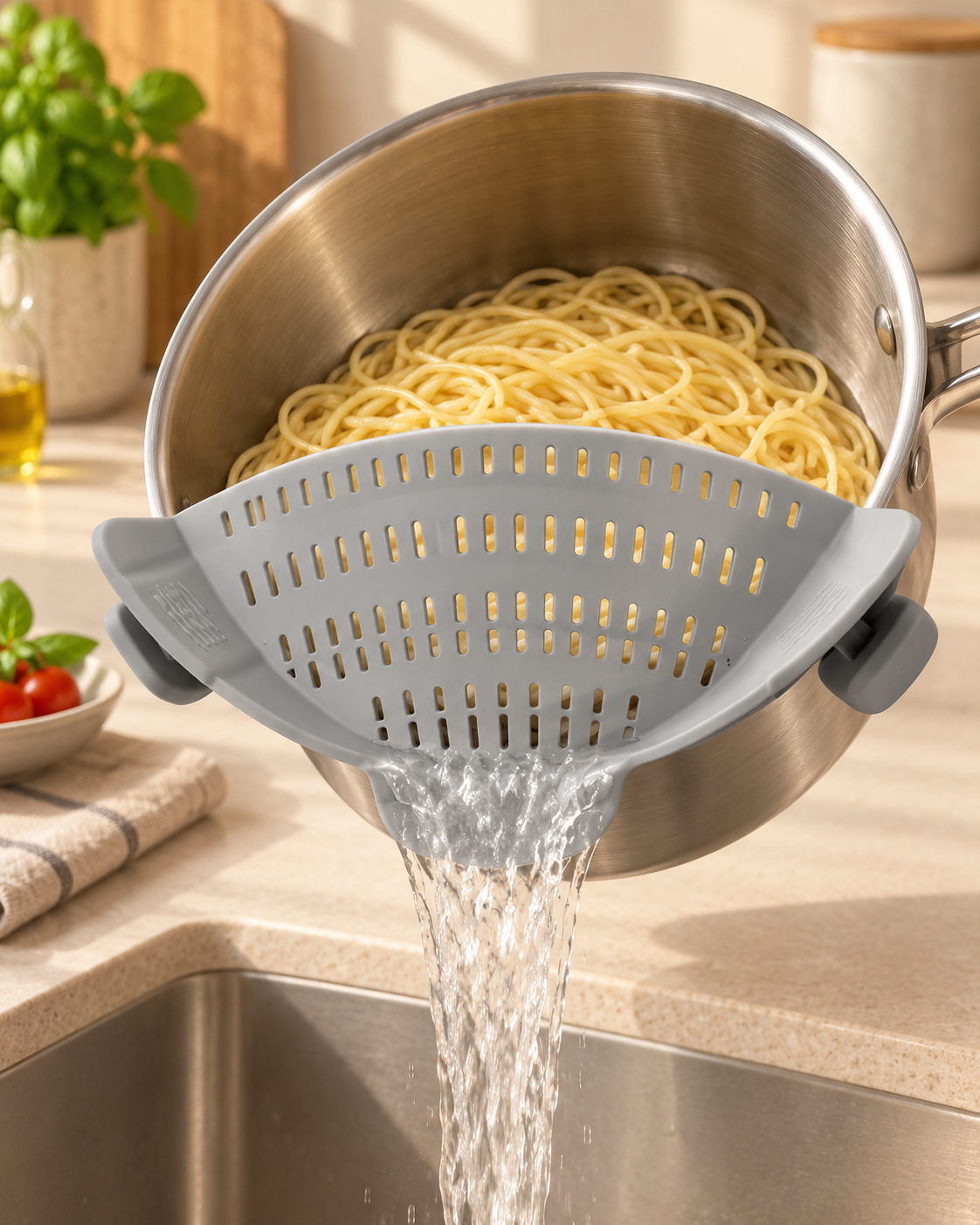 LIVORA Clip-On Pot Strainer - Gray