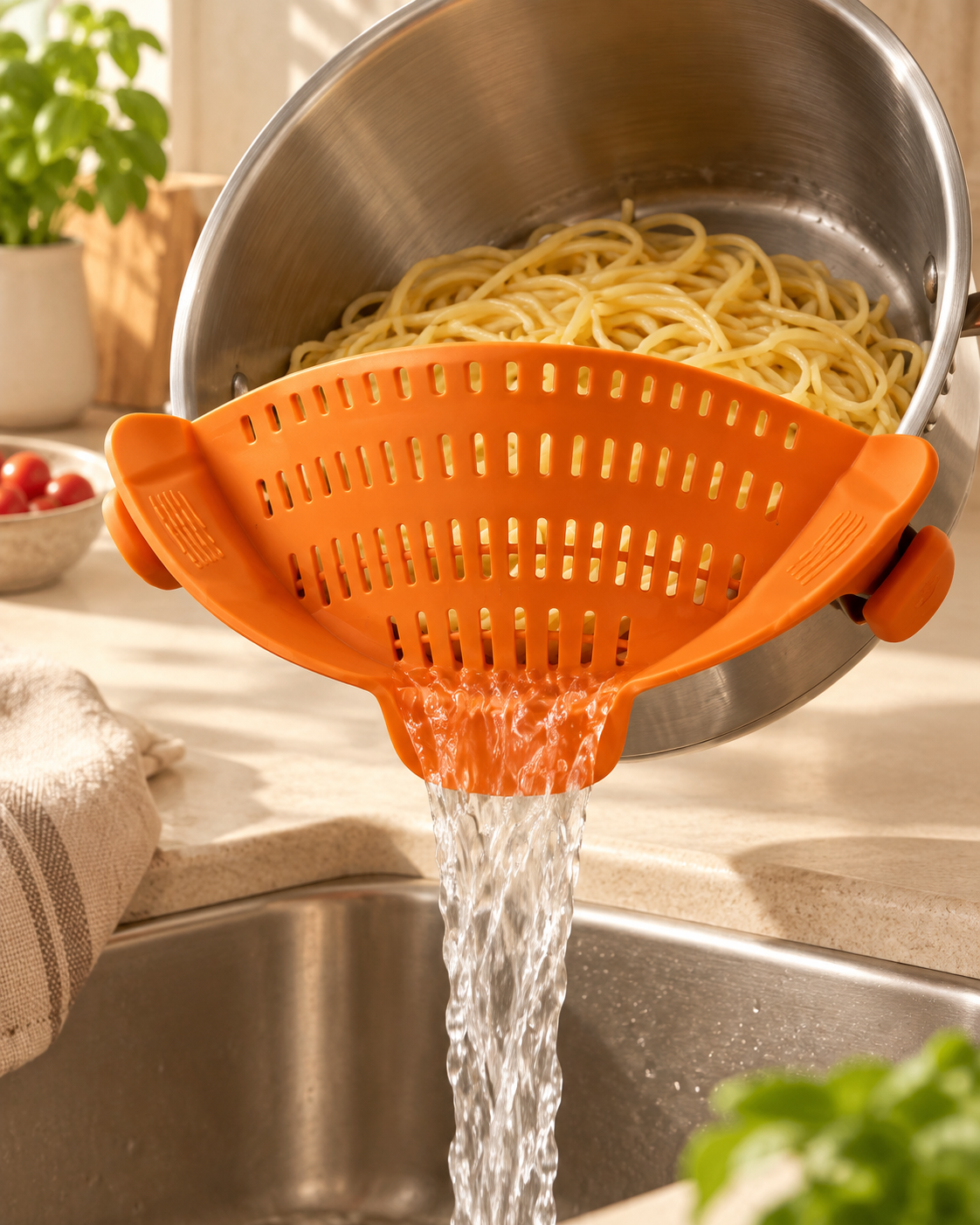LIVORA Clip-On Pot Strainer - Orange
