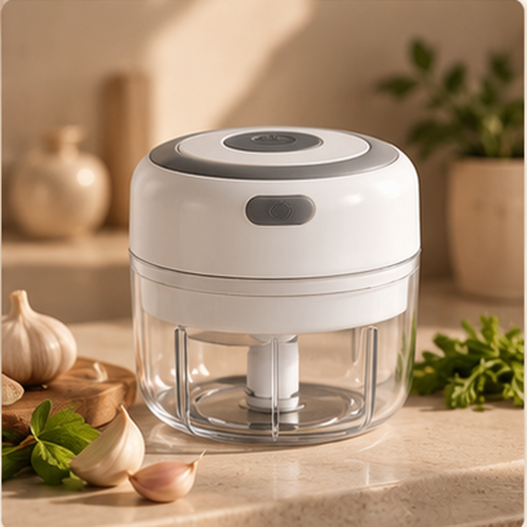 Mini Electric Food Chopper in warm LIVORA kitchen