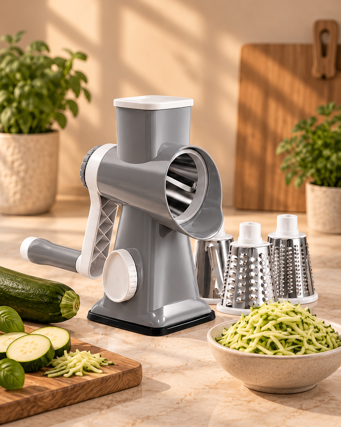 LIVORA 3-in-1 Rotary Grater - Gray