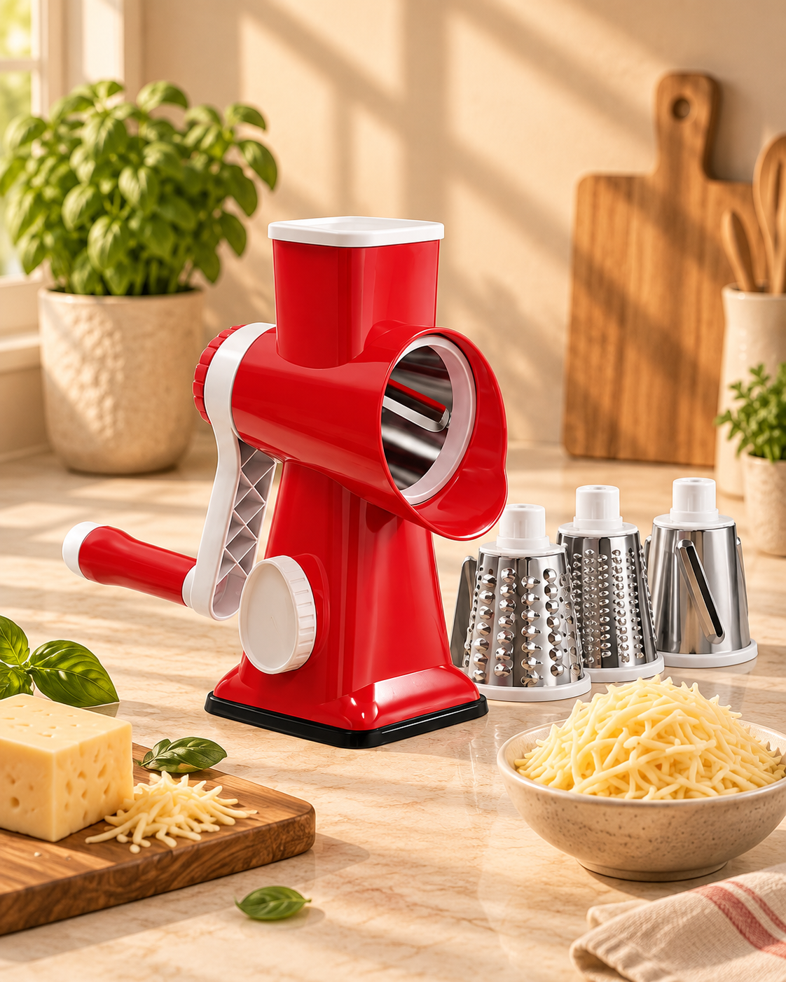 LIVORA 3-in-1 Rotary Grater - Red