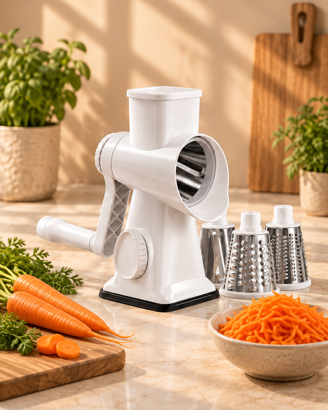 LIVORA 3-in-1 Rotary Grater - White