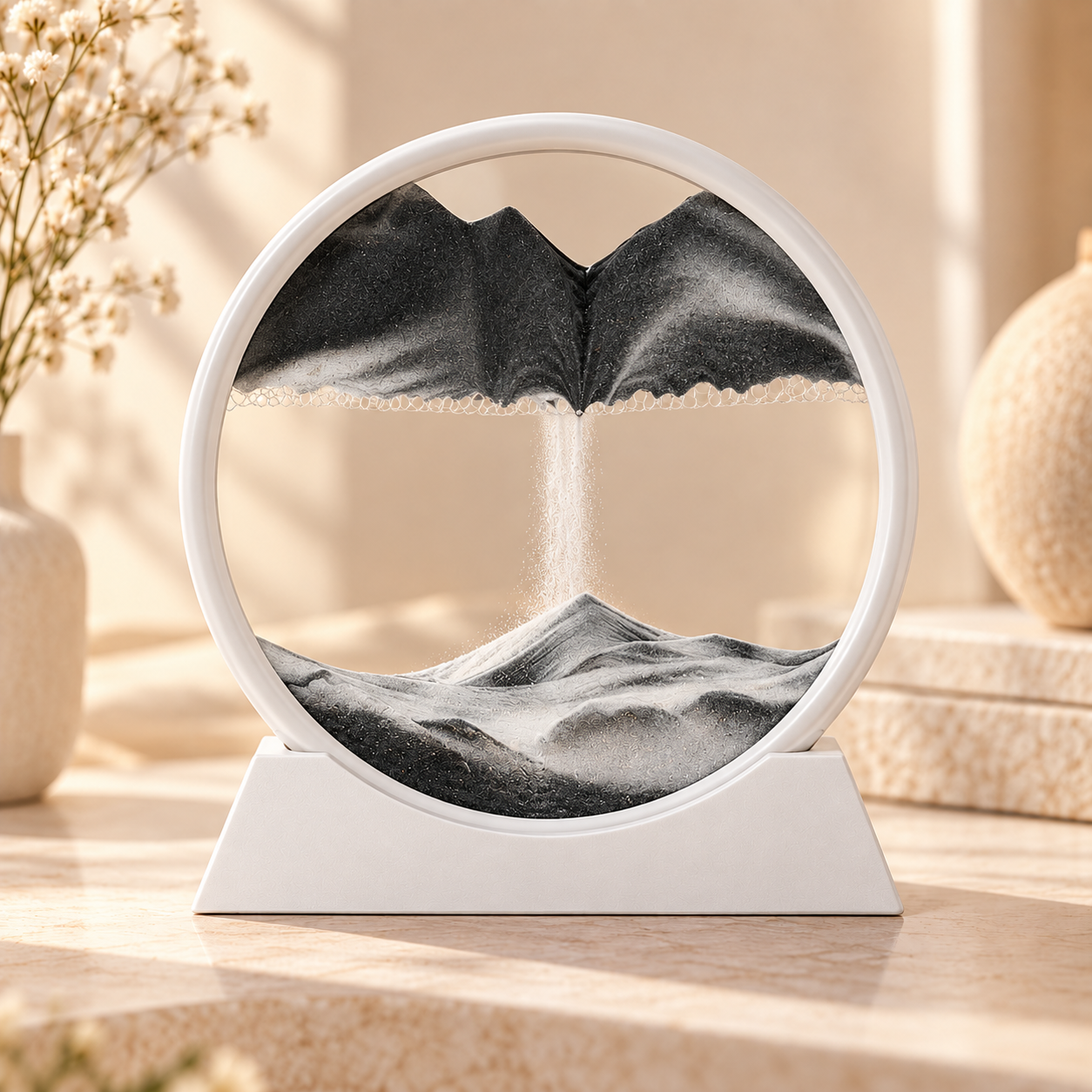 Moving Sand Art - White frame with black sand
