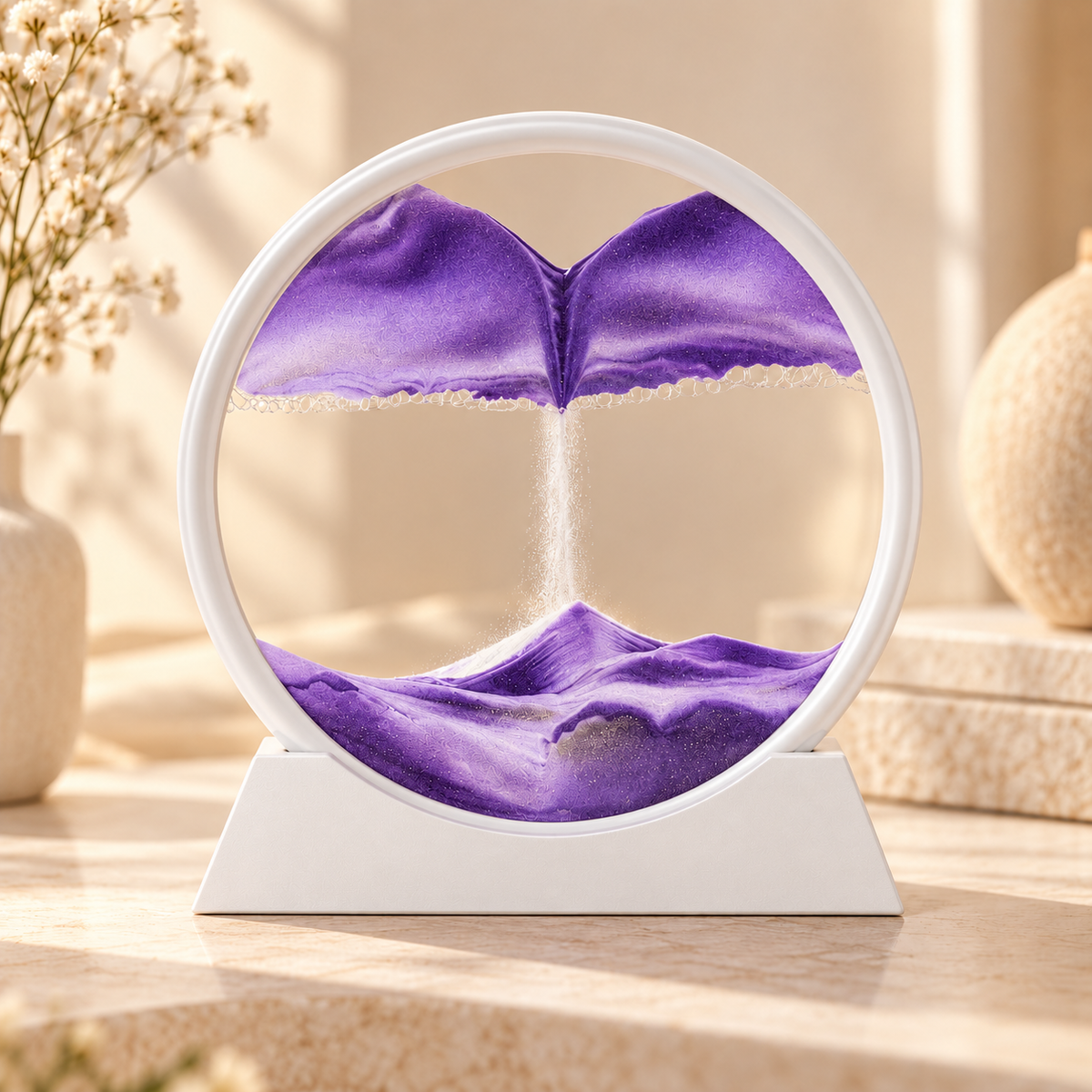 Moving Sand Art - White frame with purple sand