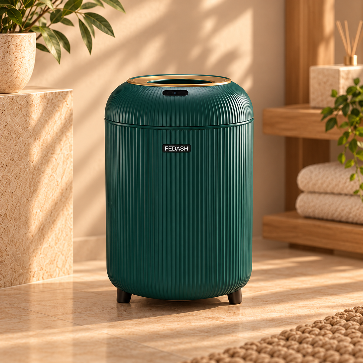 Smart Sensor Trash Can - Dark Green 10L