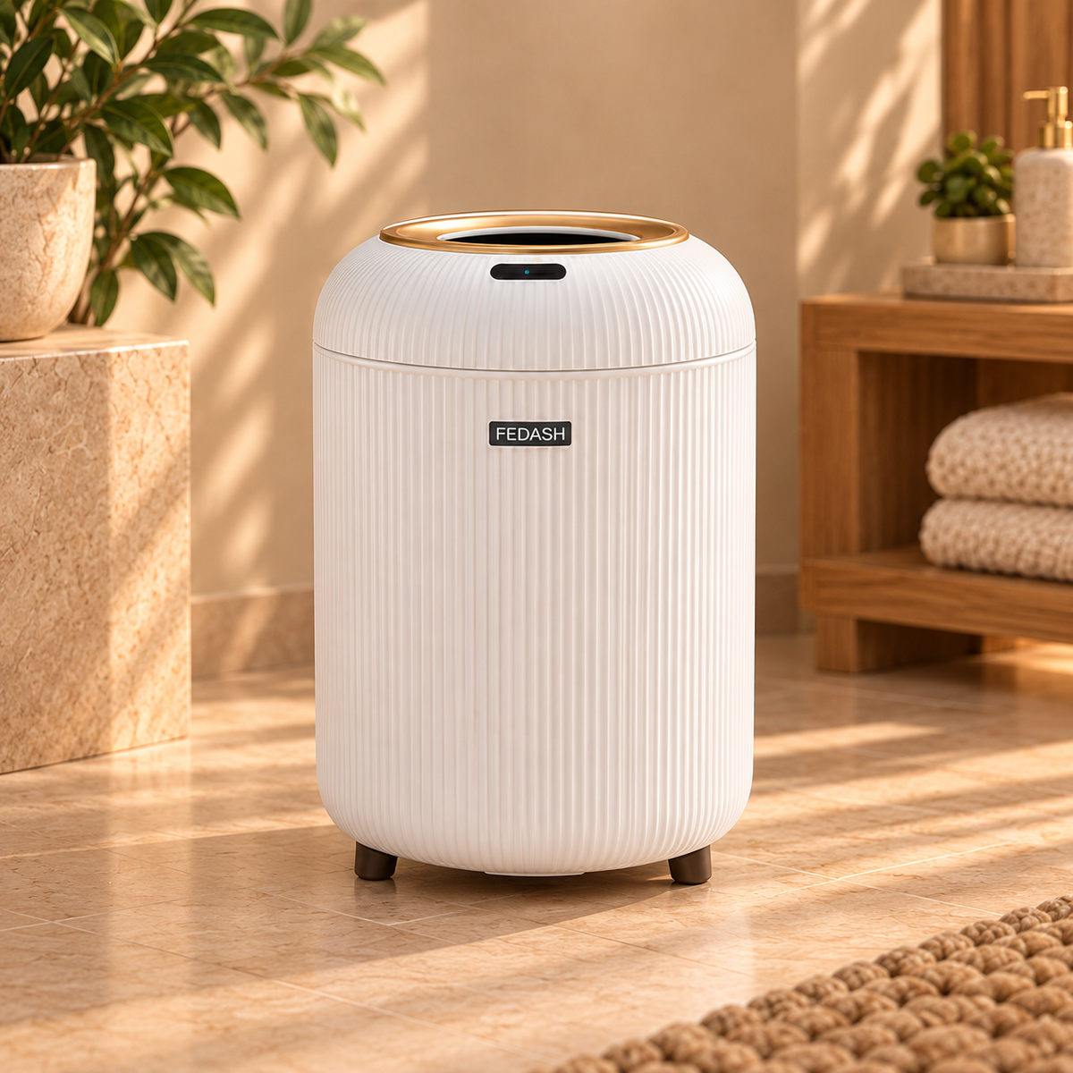 Smart Sensor Trash Can - White With Feet 10L
